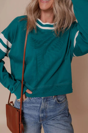 Contrast Striped Patchwork Sweatshirt option 5