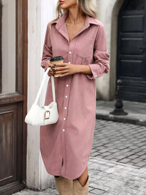 Black straight shirt dress with collared