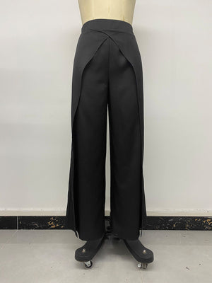 Black with wide-leg pants with high-waisted 12