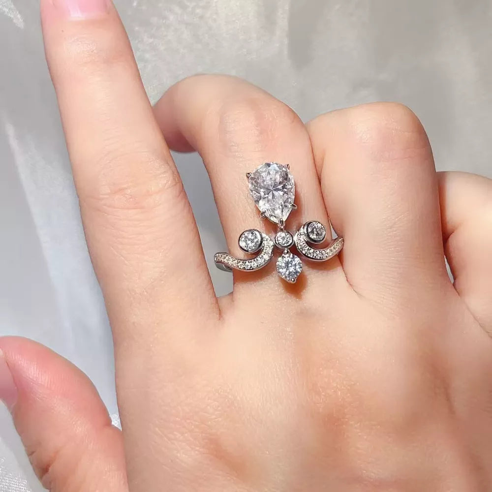 1.2 Carat Pear-cut Moissanite Sterling Silver Ring