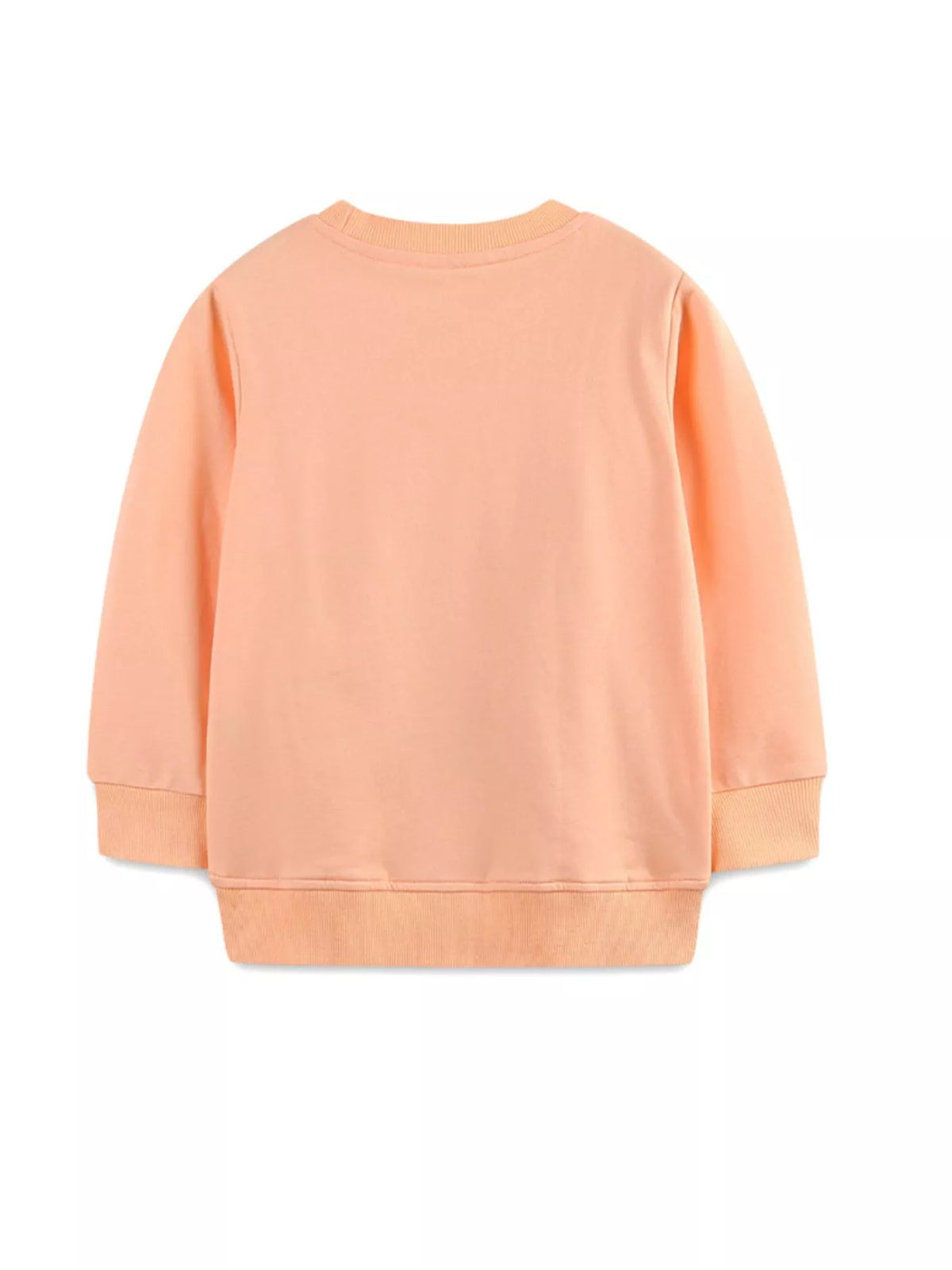Children's crewneck sweatshirt in watermelon pink cotton with ribbed cuffs and hem.