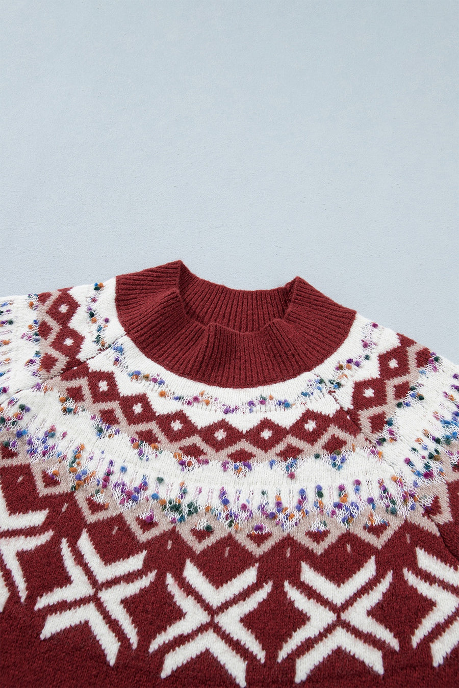 pullover sweater featuring geometric in ivory with 50% recycled polyester, 29% polyester, 17% polyamide, 4% elastane Care