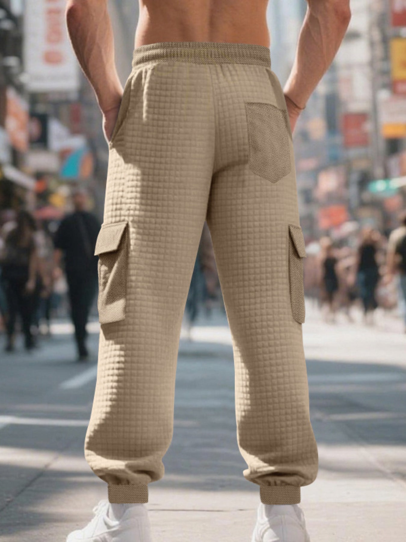 Men's Textured Cargo Joggers Plus Size, view 11
