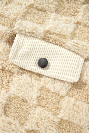 shacket in cream with buttoned and hip-length