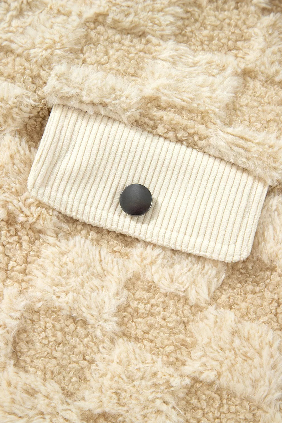 shacket in cream with buttoned and hip-length