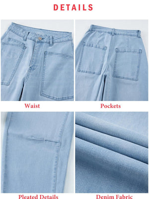 White wide-leg jeans with ankle-length and button and zip-front