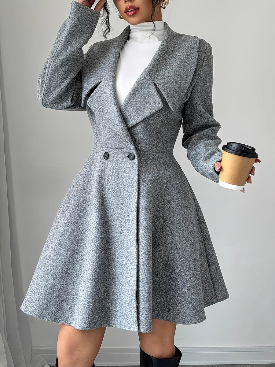 overcoat in gray featuring double-breasted and A-line fit