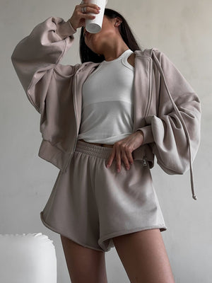 lounge set in Army Green with raw hem and cropped