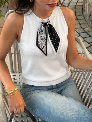 Scarf Detail Round Neck Tank option 5