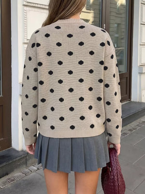 Polka Dot Dropped Shoulder Sweater option 6