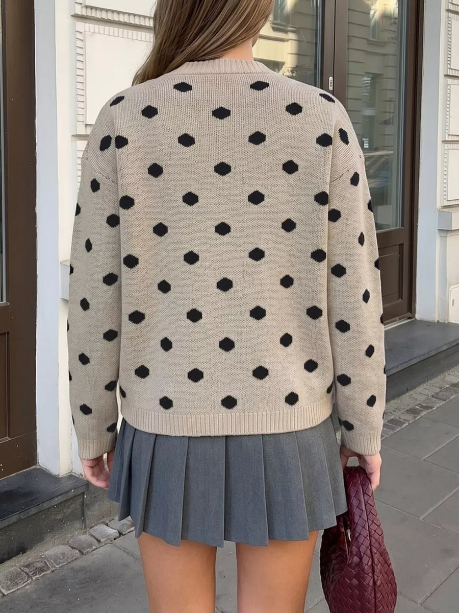 Polka Dot Dropped Shoulder Sweater option 6