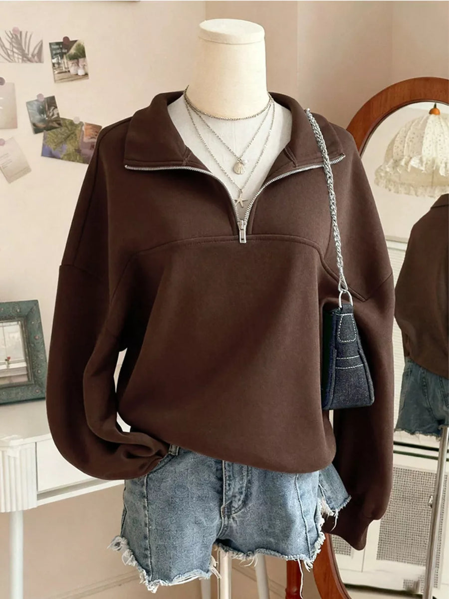 Brown relaxed sweatshirt with collared