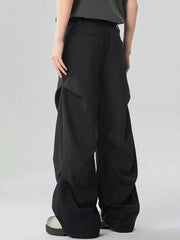 Oversized wide-leg black cargo sweatpants with a relaxed fit and baggy silhouette.