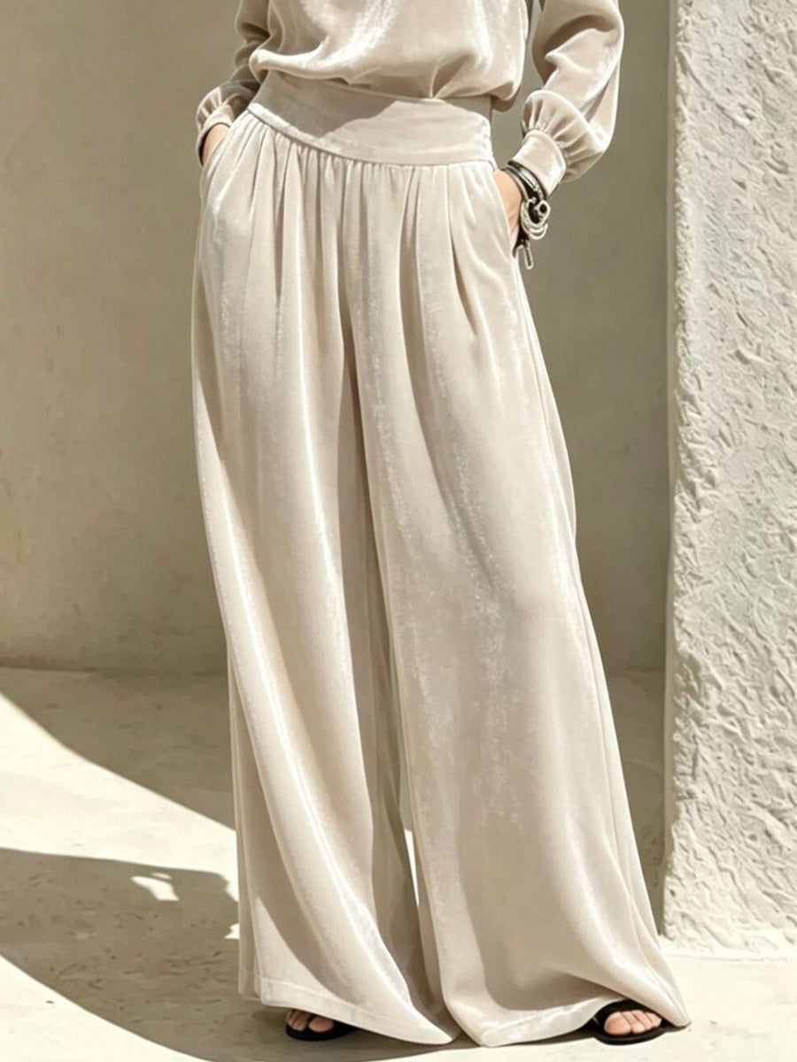 glam matching set in powder blue with mock neck