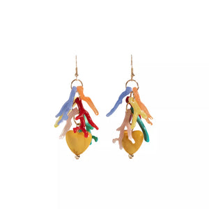 ACCESSORIES in red with abstract and multi-colored