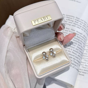 Synthetic Pearl,925 silver needle,Zircon Care instructions: Avoid wearing during earrings in cream with not applicable