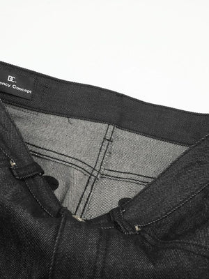 Men's Wide-Leg Flare Jeans in charcoal with button closure