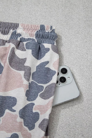 Camouflage Short Sleeve Top And Skirt Set option 9