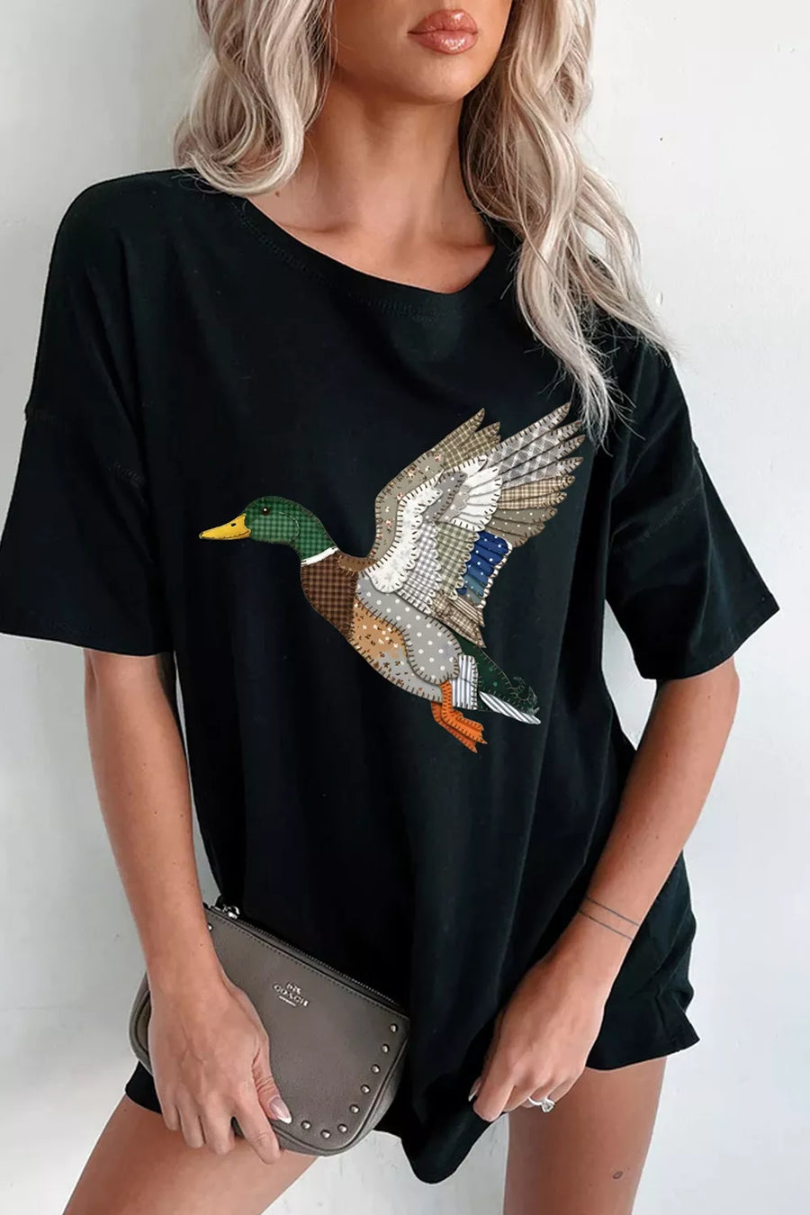 Flying Duck Graphic Round Neck T-shirt option 4