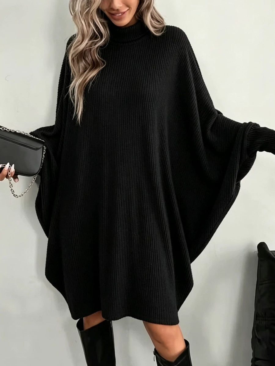 sweater dress in Red with ribbed knit and oversized