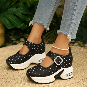 black PU Leather,Rubber Imported Size &amp loafers with polka dot and buckle