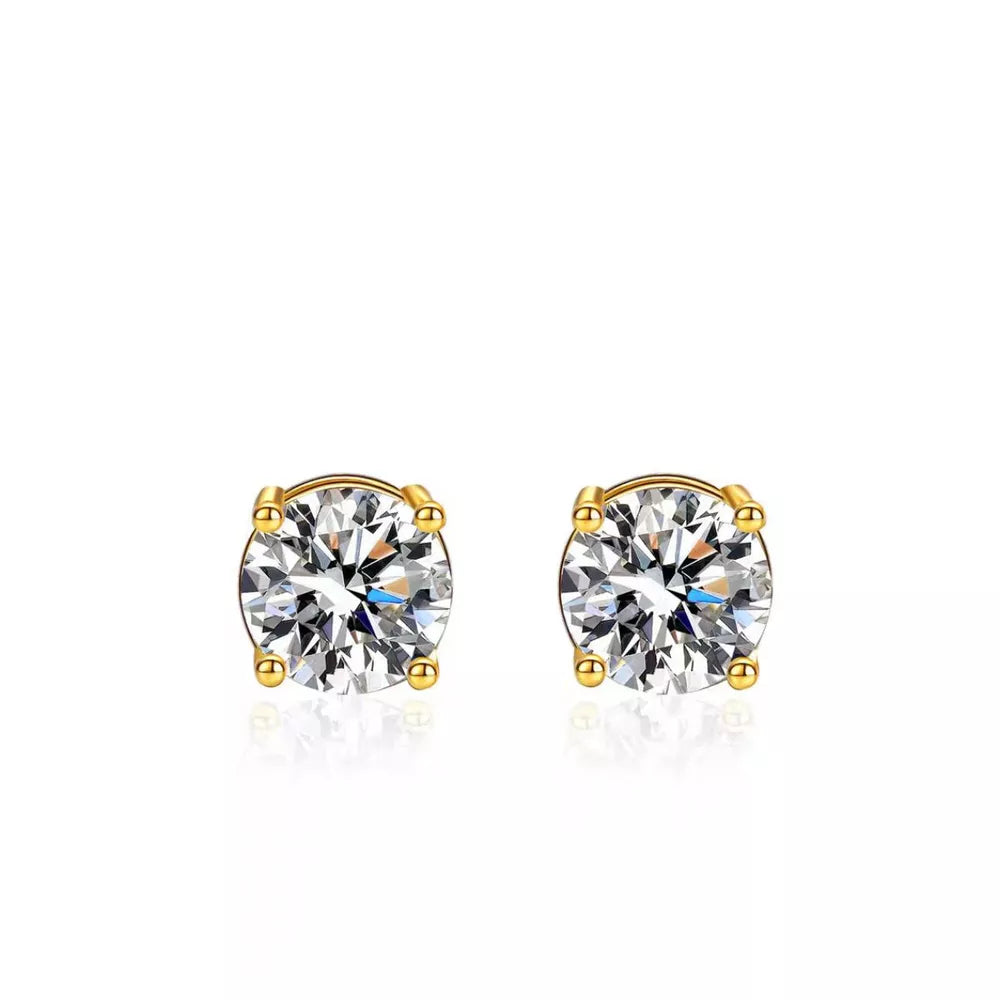 earrings in clear featuring moissanite stone and stud fit