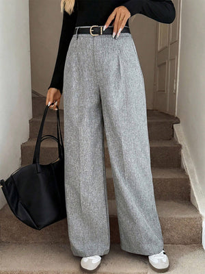 100% polyester Care instructions: Machine wash cold wide-leg pants in Grey with wide-leg silhouette