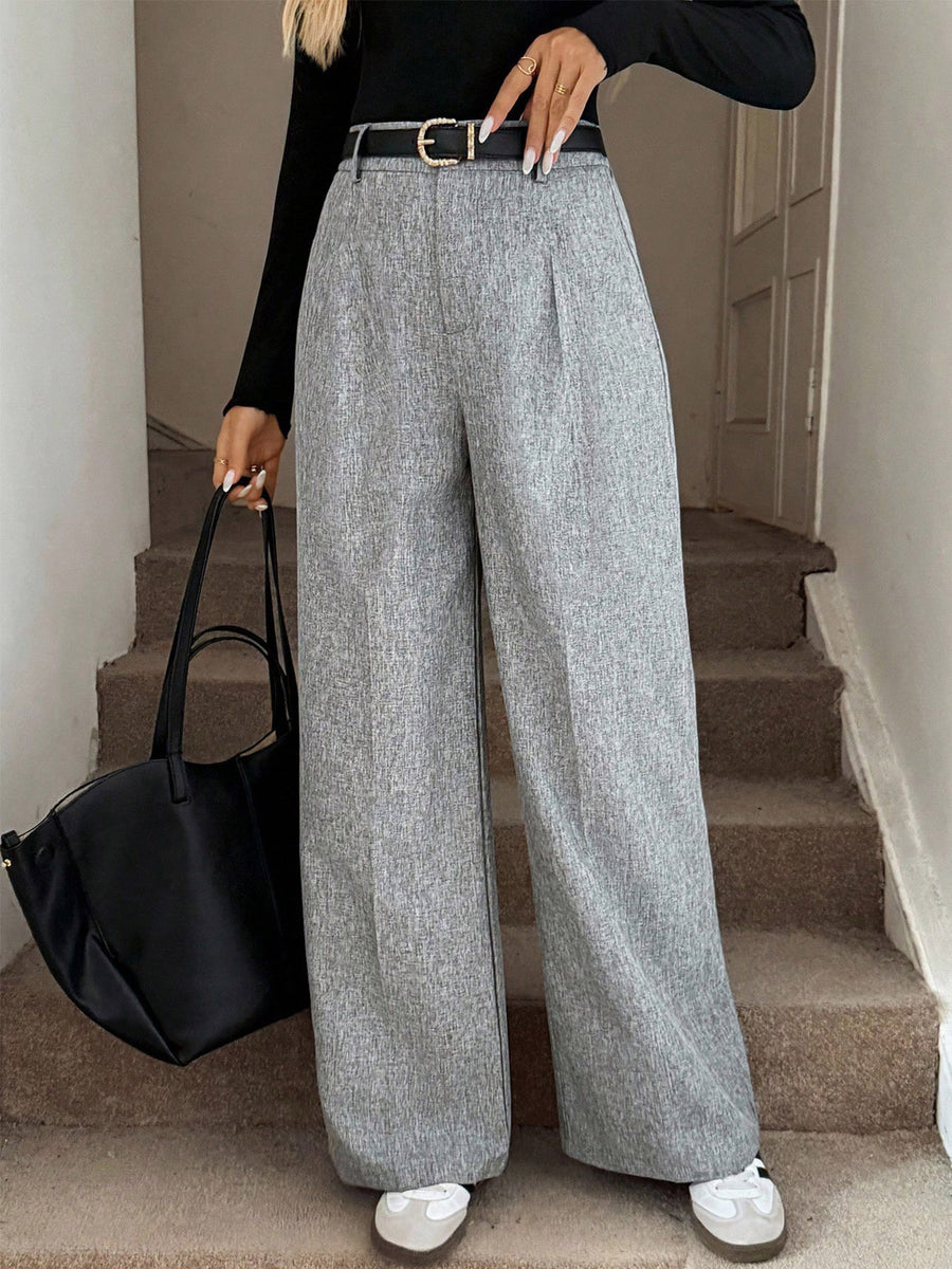 100% polyester Care instructions: Machine wash cold wide-leg pants in Grey with wide-leg silhouette