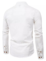 Men's Plus Size Casual Mandarin Collar Shirt in Coffee
