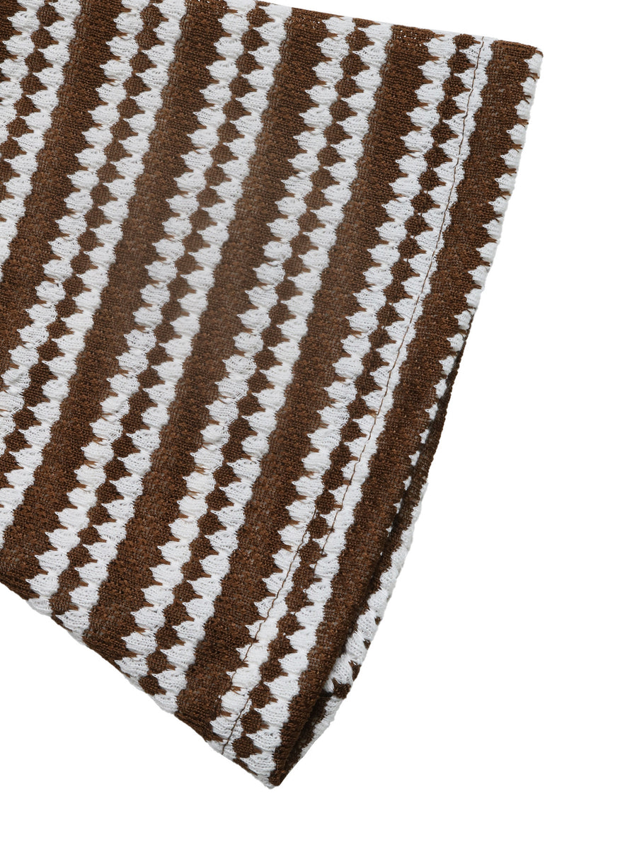 Brown fitted sweater dress with round neck