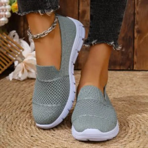 Round Toe Flats Slip-ons in Light Gray