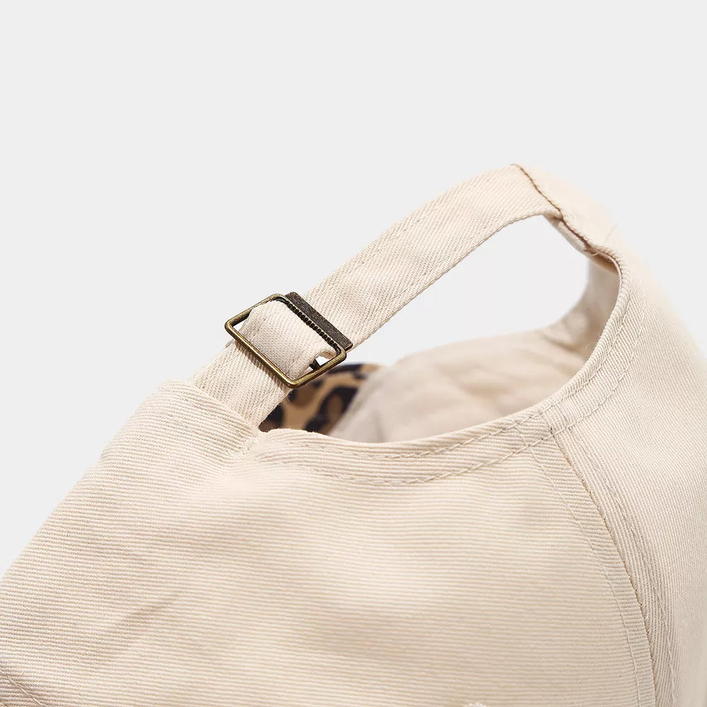 cap featuring leopard-print in tan with cotton Imported Size &amp texture