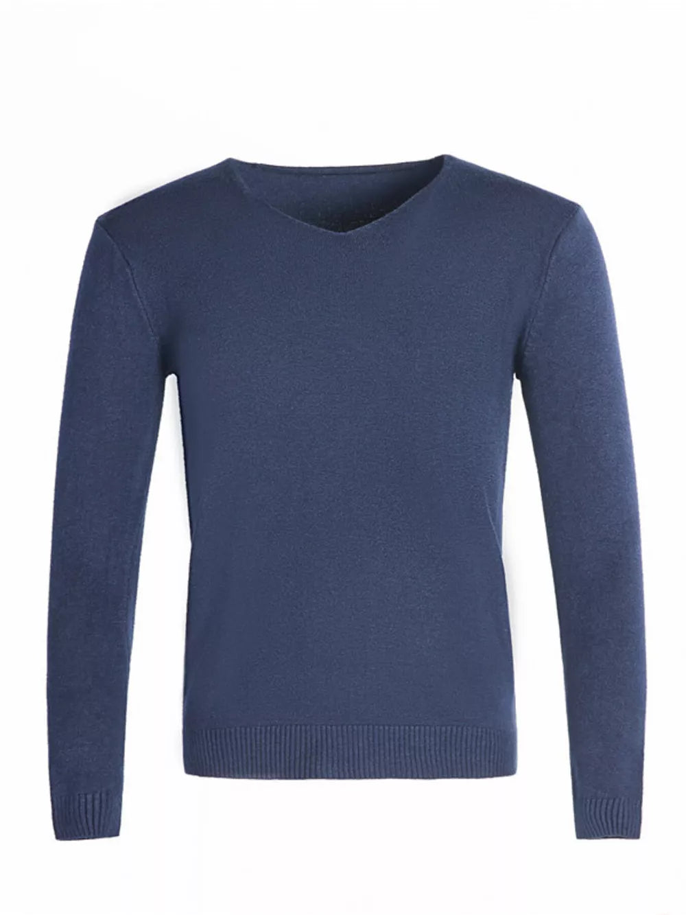 Men's Plus Size Solid Color Long Sleeve Knit Top in Navy, view 11
