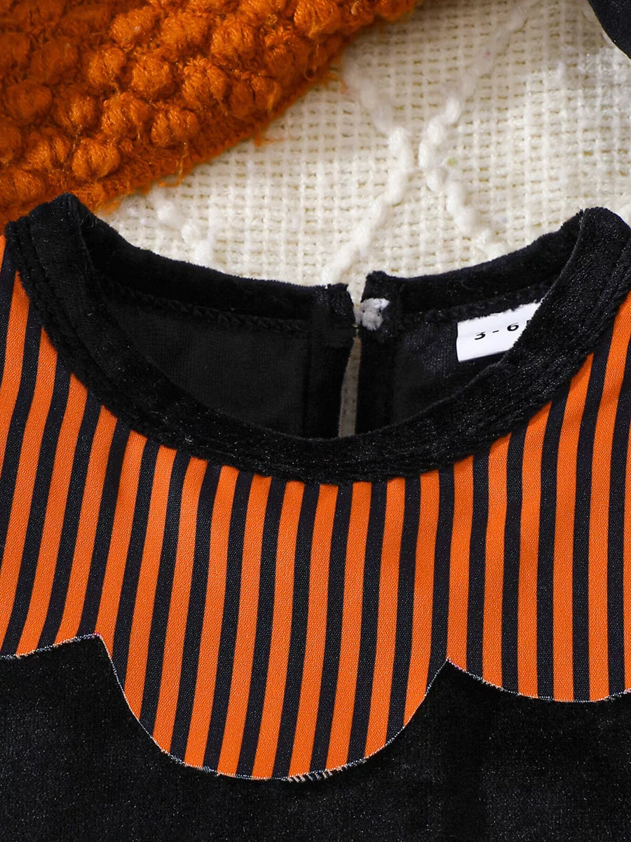 orange bodysuit featuring zipper and striped