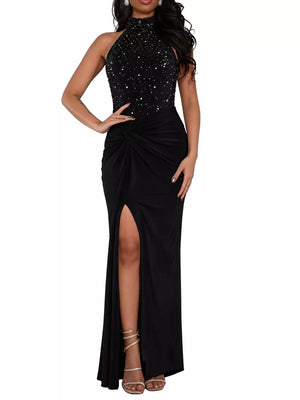 black maxi dress with maxi and pullover