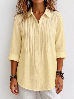 Men's Plus Size Long Sleeve Button-up Shirt in White