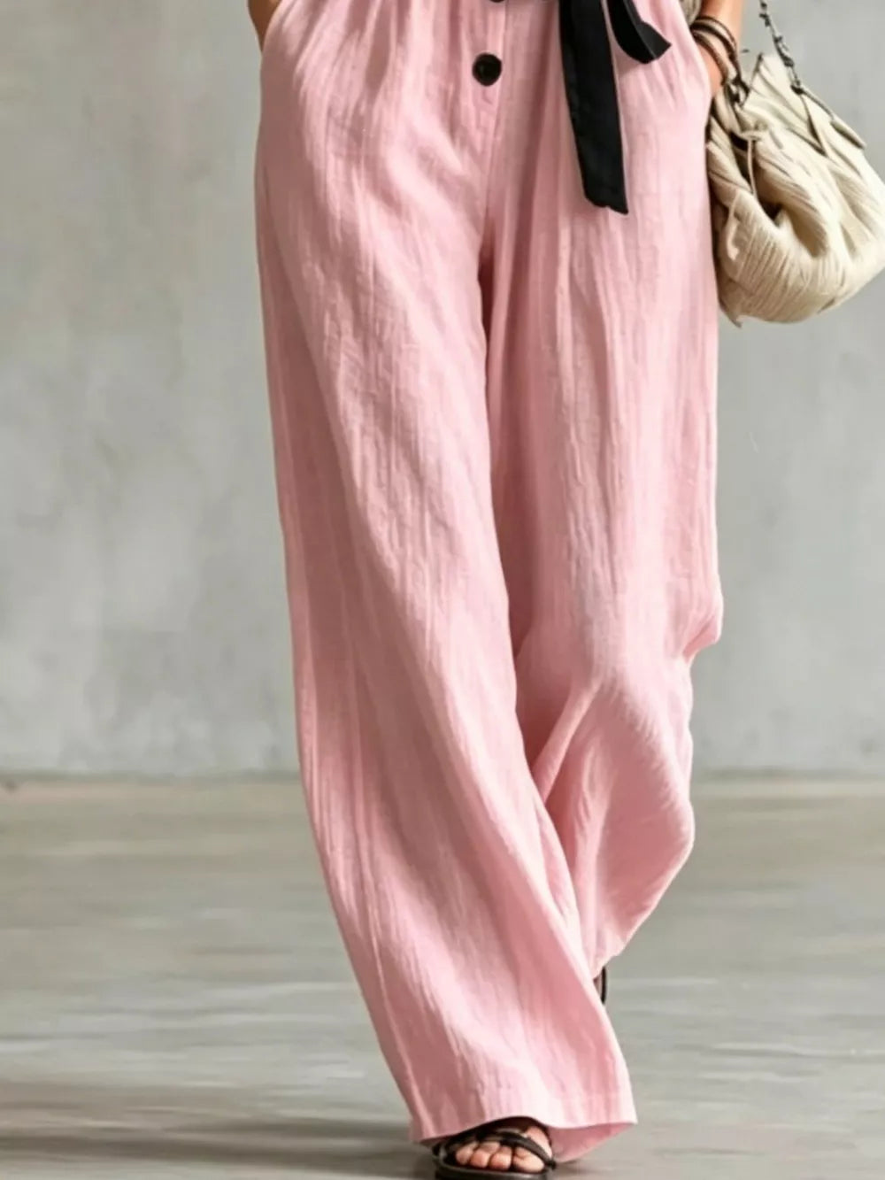 Lace Trim Sleeveless Wide Leg Jumpsuit in Pink with lace trim