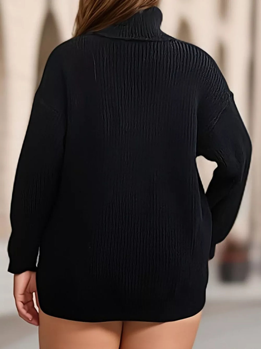 turtleneck sweater in Black with ribbed and ribbed