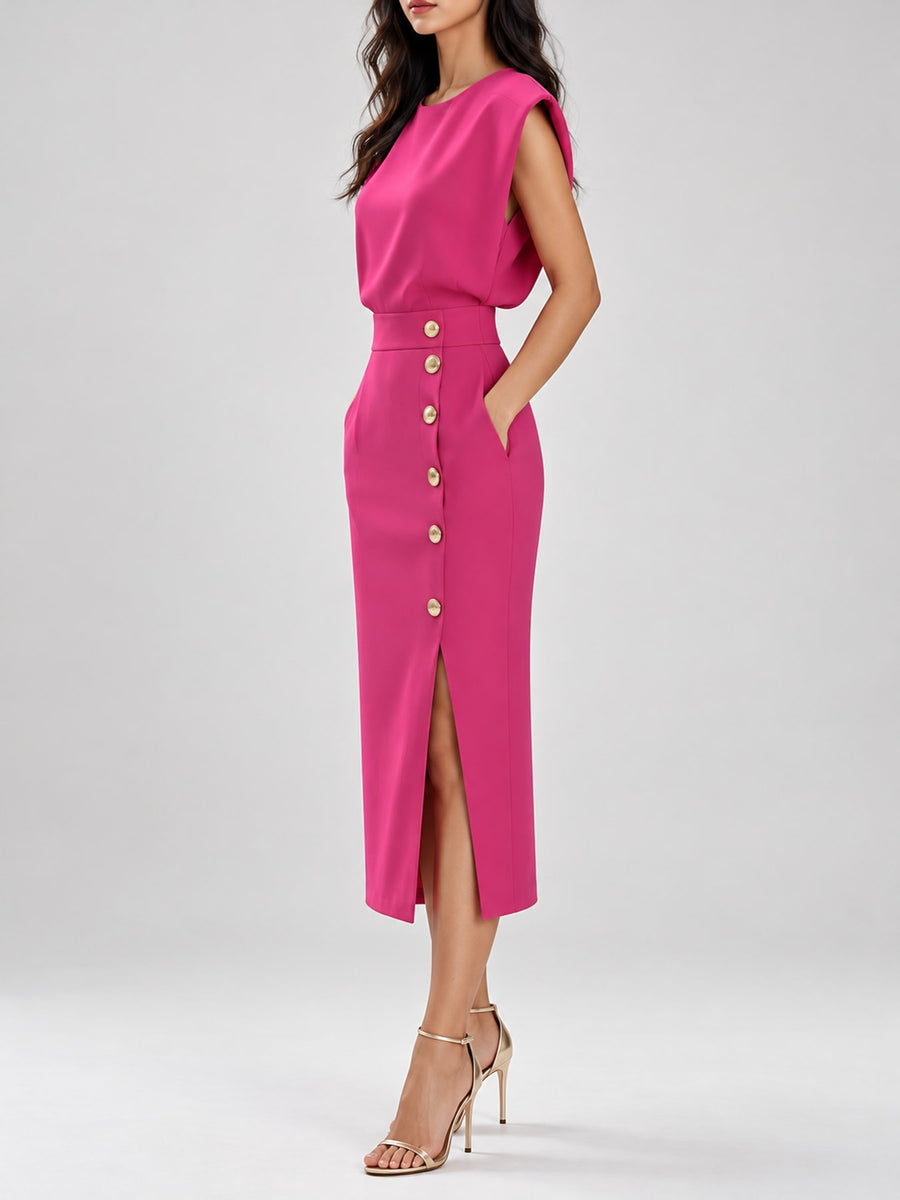 Black midi dress with midi and pull-on