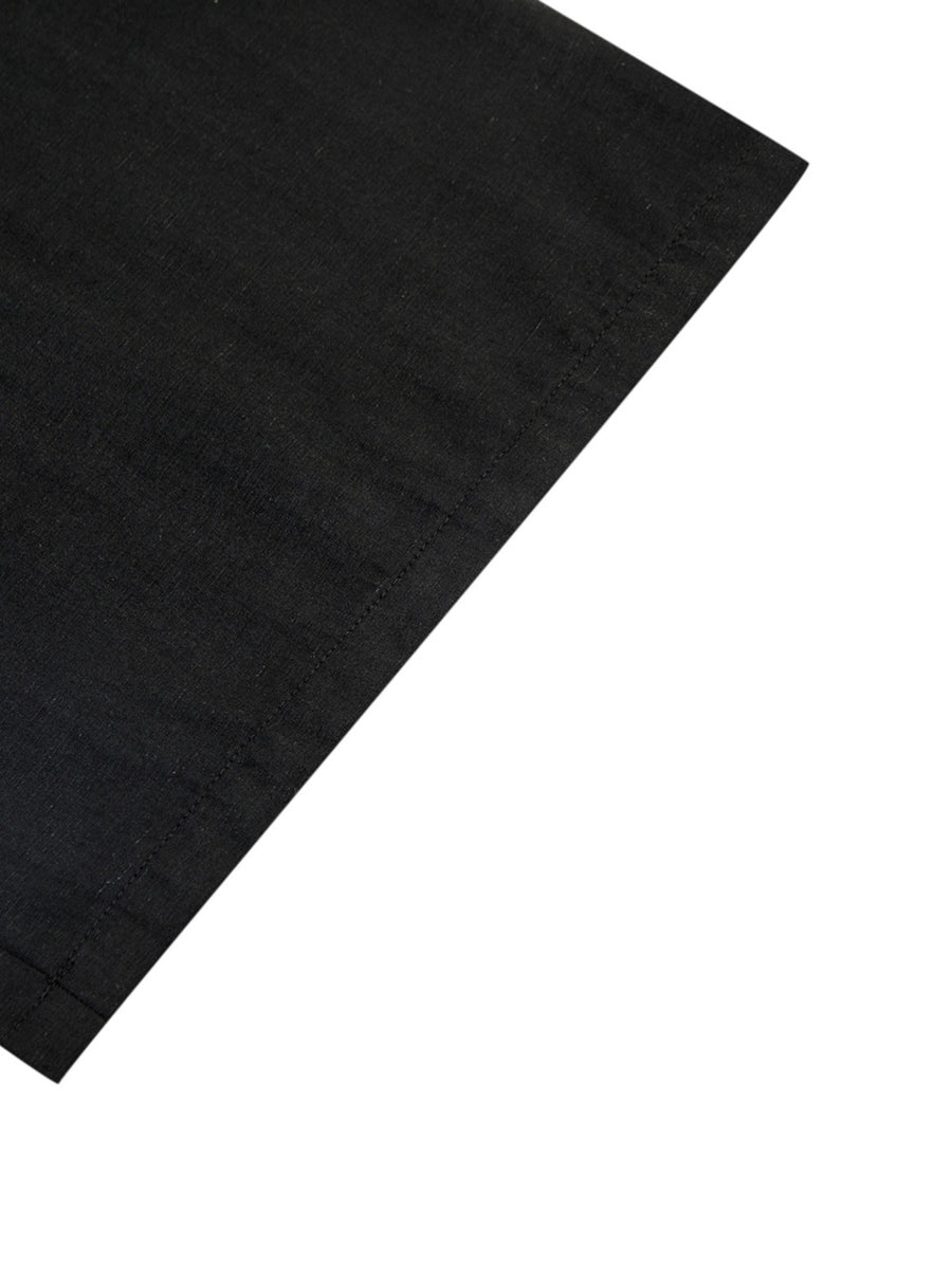 Black wide-leg pants with full-length and drawstring