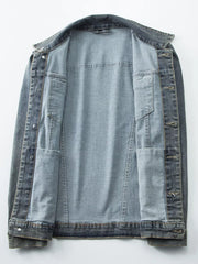 71% cotton，27 denim jacket in faded blue with regular silhouette