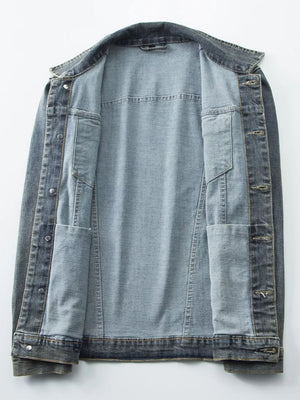 71% cotton，27 denim jacket in faded blue with regular silhouette
