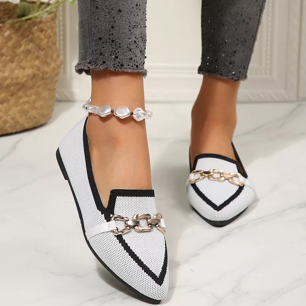 slip-on shoes in Black with color-block and pointed toe