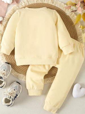 Children's Letter Round Neck Top And Pants Set in Gray, view 13