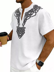 Men's Notched Printed Short Sleeve Shirt Plus Size, view 18