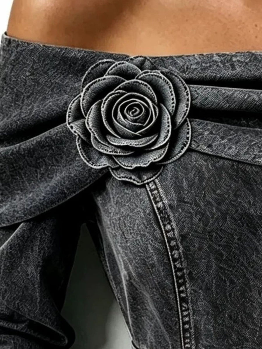 Black fitted off-shoulder top with off-shoulder