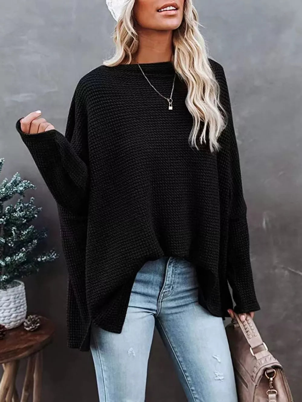 modern pullover sweater in Gum Leaf with boat neck