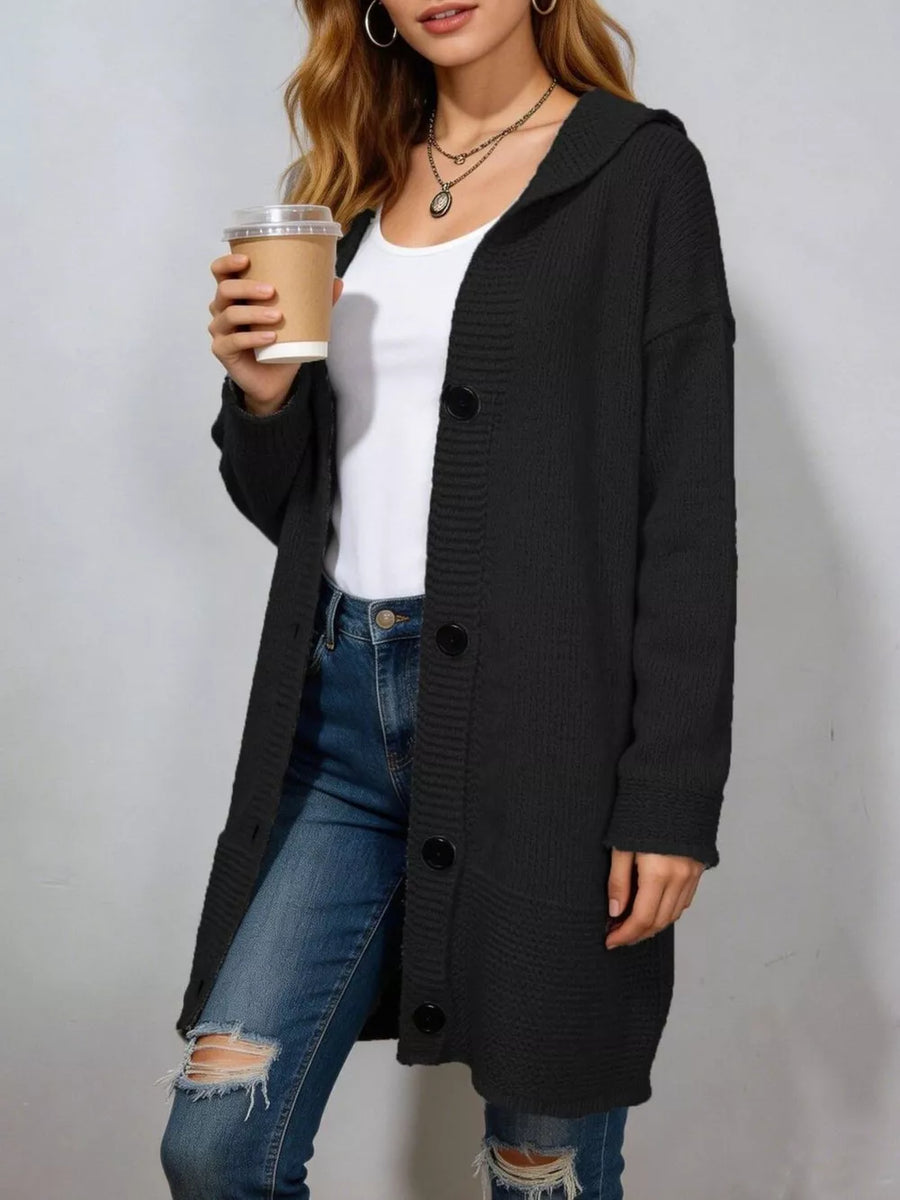 classic cardigan in light grey with hooded
