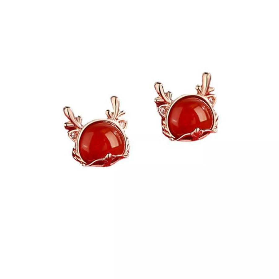 classic earrings in deep red with N/A