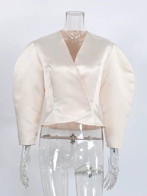 romantic blazer in ivory with collared